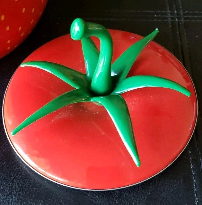 Vintage Copco Strawberry Shaped Enamel Metal Teapot Kettle Red No Spout Cap