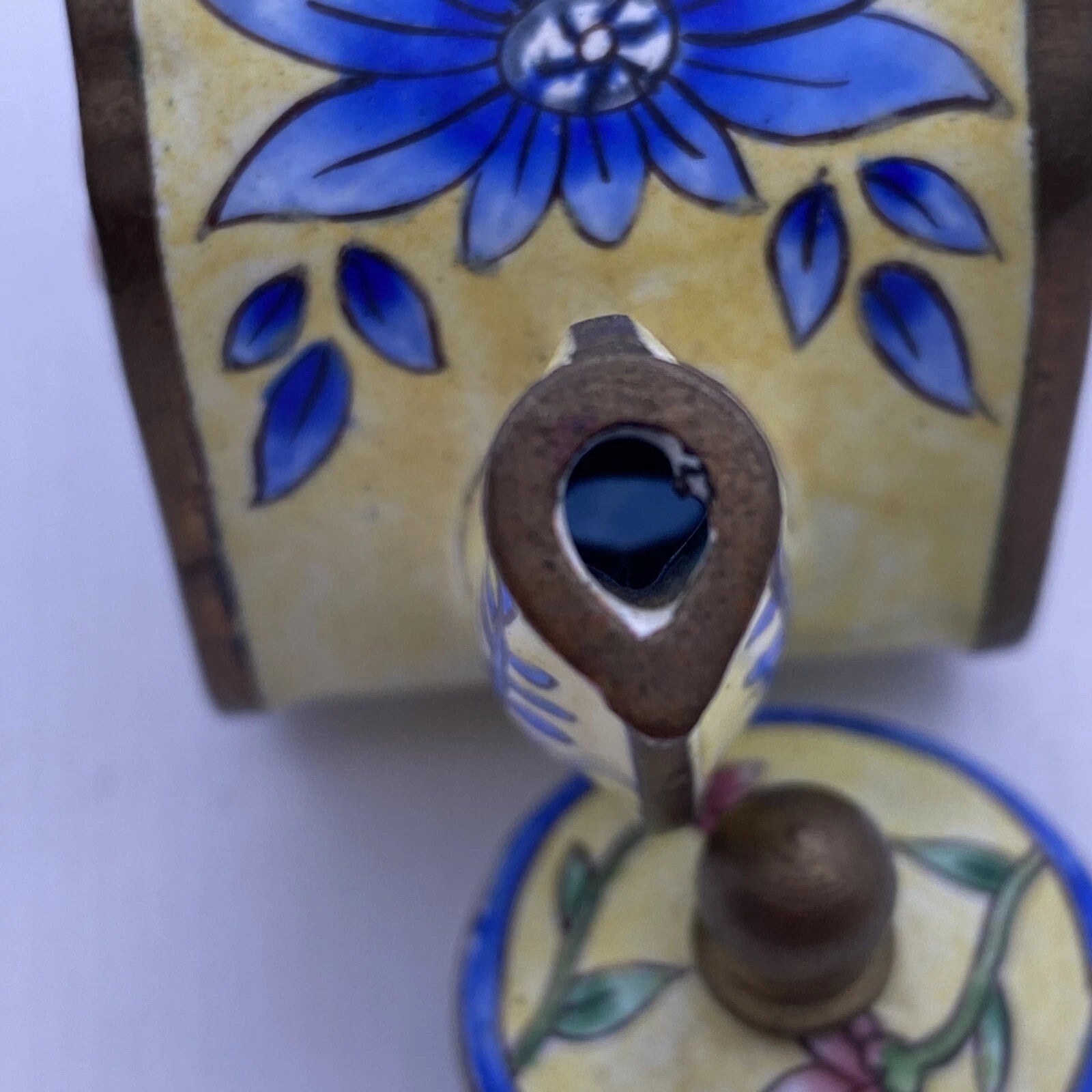 Miniature Enamel Teapot With Lid Yellow flowers BB7