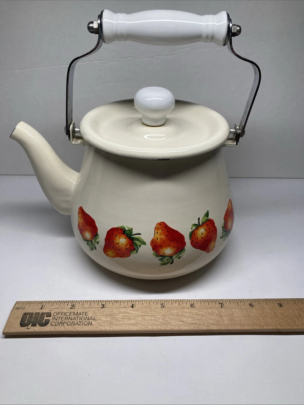 Kobe Strawberry Design Enamel Tea Kettle 2 qt. Porcelain On Steel | eBay