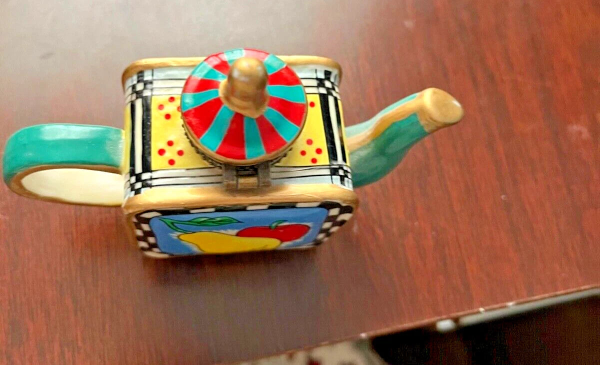 Porcelain Enamel Teapot Trinket Set | eBay