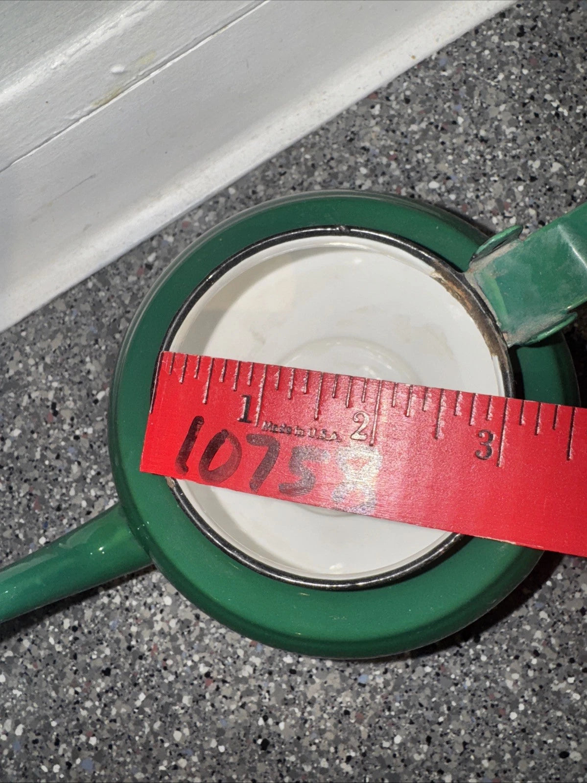 Vintage Enamel Teapot Made in Yugoslavia / Green Celje Enamel Tea Kettle 4”