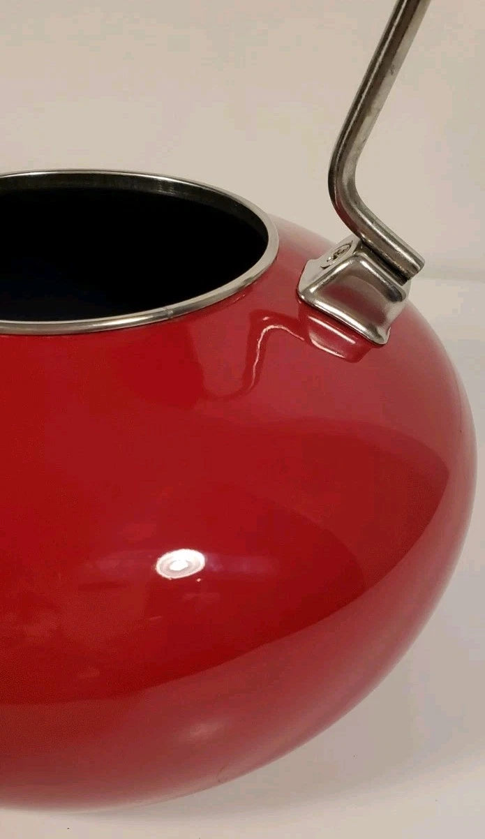 Vintage Chantal Classic Whistling Tea Kettle Teapot Red Enamel Black Handle 1.8