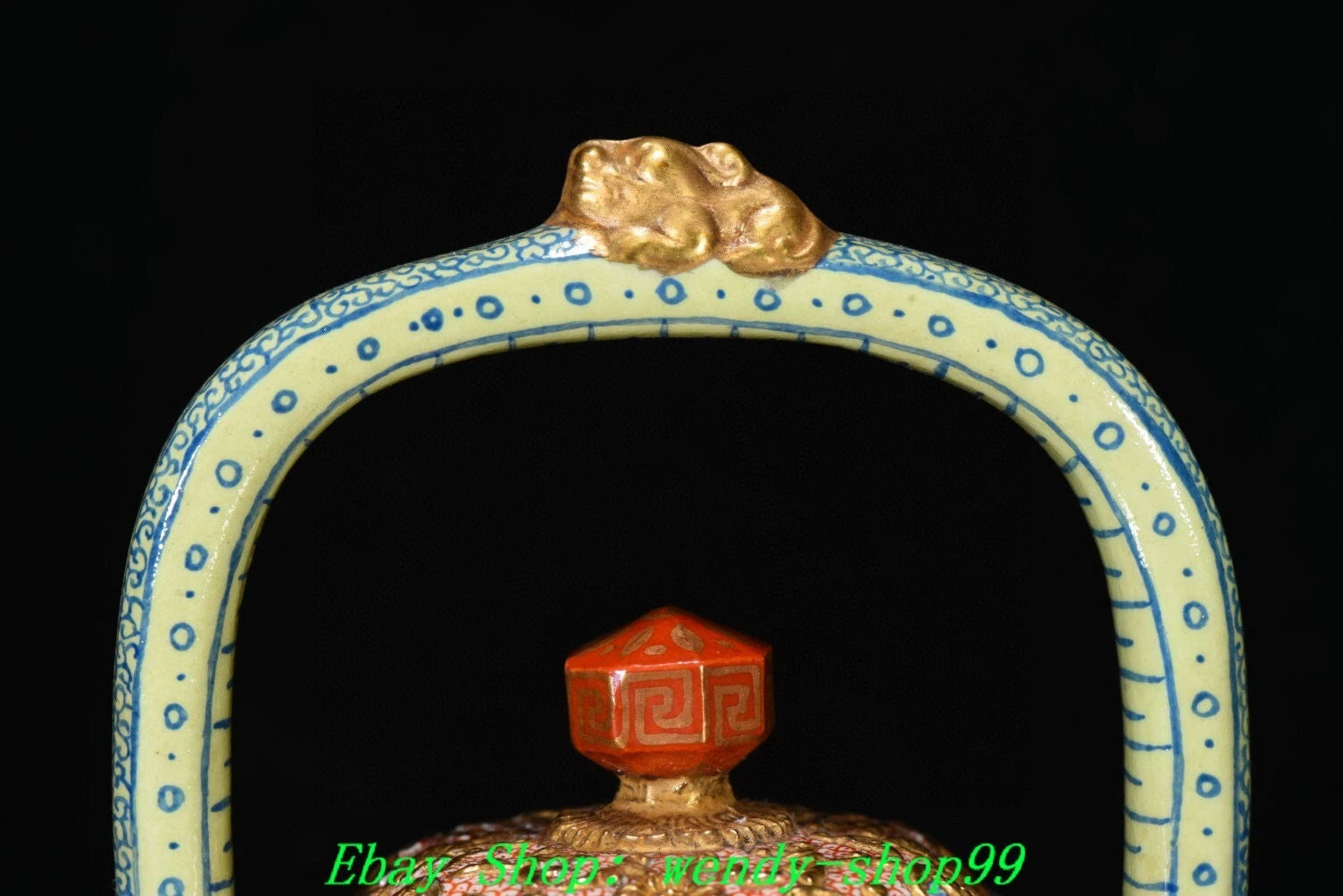 Qianlong Marked Colour Enamel Porcelain Gilt Dragon Lion Head Teapot Teakettle | eBay