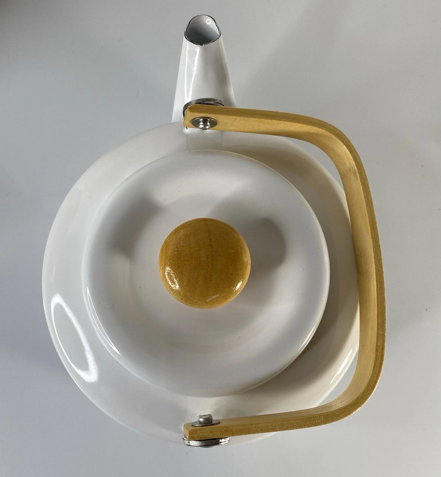 Vintage 2qt Enamel Tea Kettle With Flowers & Wood Handle New