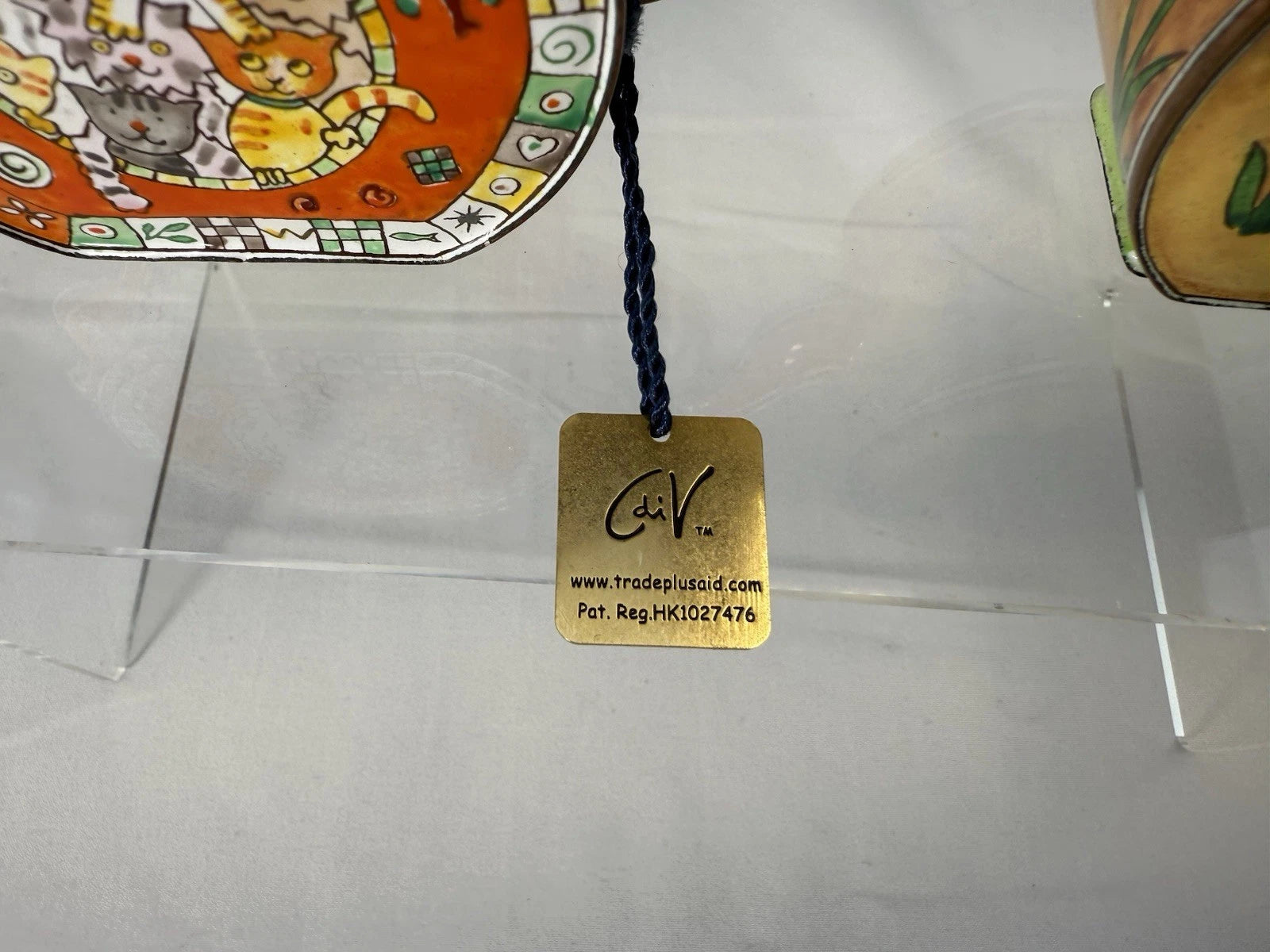 Vintage Mini Teapot Trade Plus Aid Cats & Flower Certified Enamel Hand PaintedW3