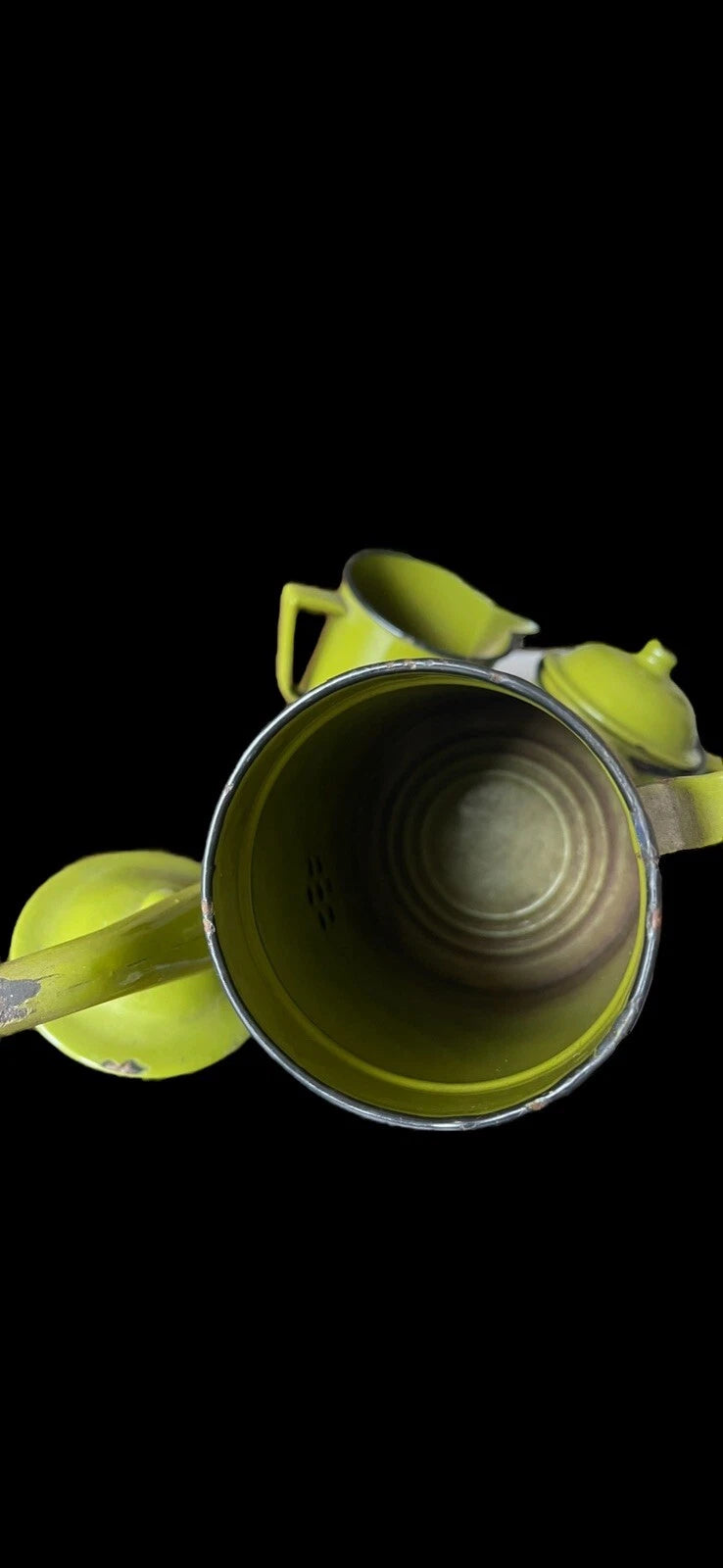 OTTO Japan Enamel Black Trim Tea Kettle Coffee Pot Green w/sugar & Creamer + Lid | eBay