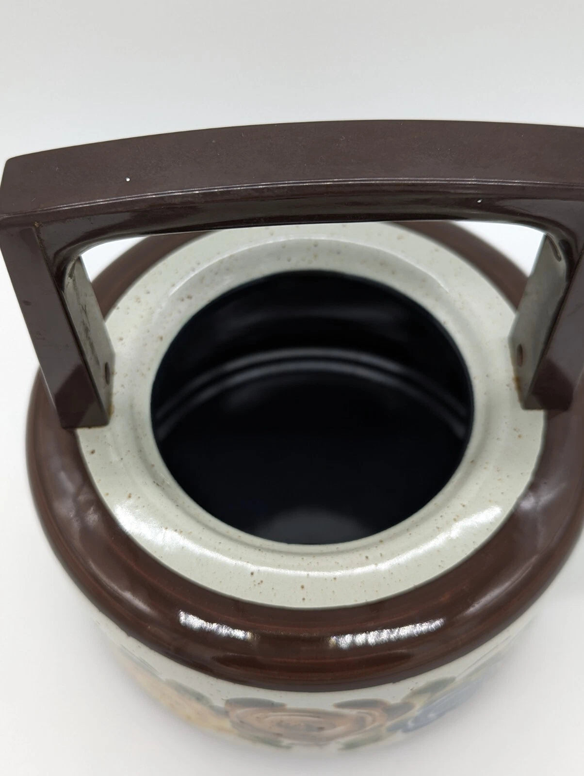 Vintage ASTA Hand Painted Flowers Enamel Kettle Teapot Flower Power Germany