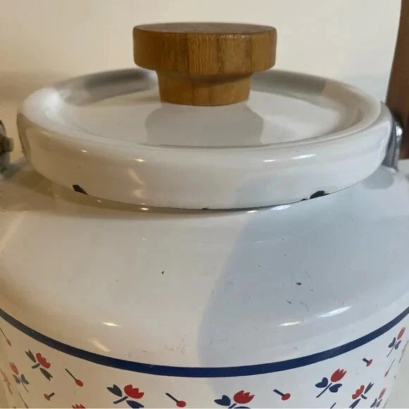 Vintage 1982 Gailstyn-Sutton Monique Enamel Tea Pot Wooden Handles