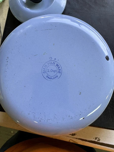 Siam Fuji Ware 2 Quart Tea Pot Kettle Light Blue Coffee Enamel