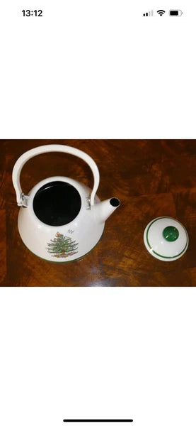 Spode Christmas Tree Tea Kettle 2.5 QT Porcelain, Enamel/steel, brand new in box