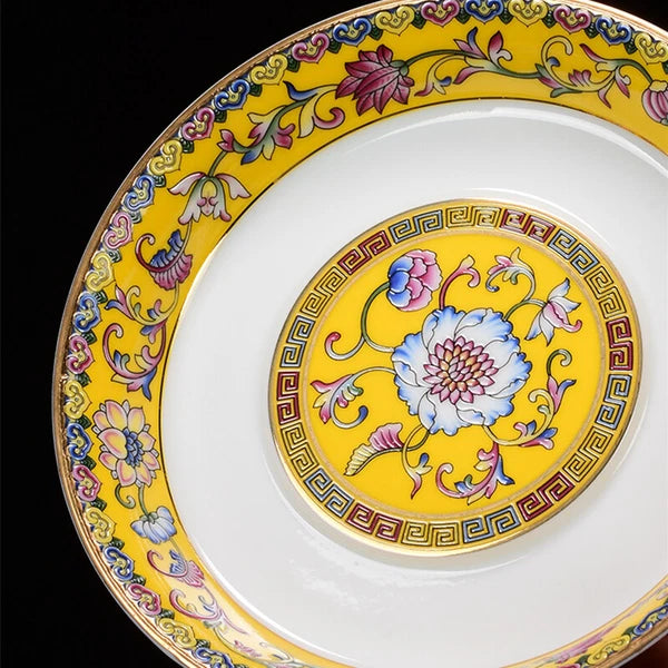 Tea Pot Mat Color Enamel Craft Floral Relief Handmade Master Pot Porcelain Pot