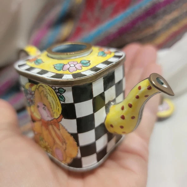 Kelvin Chen Miniature Porcelain Enameled Metal Teapot. 1999 Excellent condition
