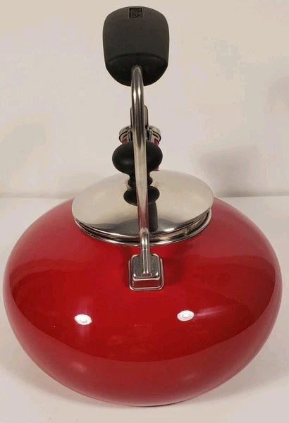 Vintage Chantal Classic Whistling Tea Kettle Teapot Red Enamel Black Handle 1.8