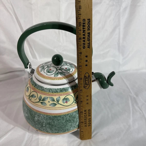 Pfaltzgraff French Quarter Tea Kettle Teapot Enamel on Steel Green