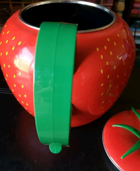 Vintage Copco Strawberry Shaped Enamel Metal Teapot Kettle Red No Spout Cap