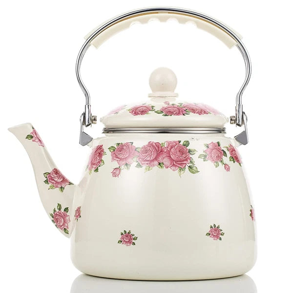 Tea Kettle Pot for Stove TopPorcelain Large Enamel Teakettle3.3L Colorful Tea...