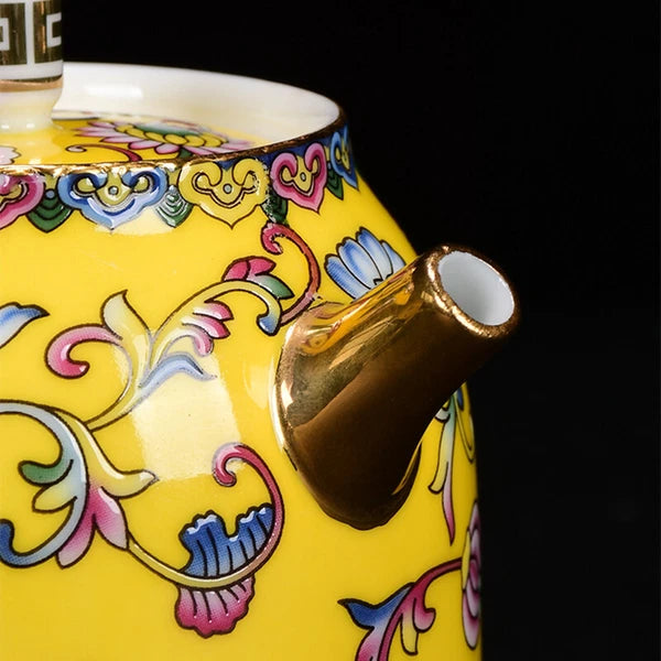 Tea Pot Mat Color Enamel Craft Floral Relief Handmade Master Pot Porcelain Pot
