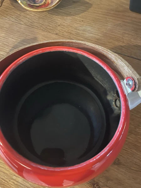 Retro Vintage MCM Enamel Tea Pot Kettle