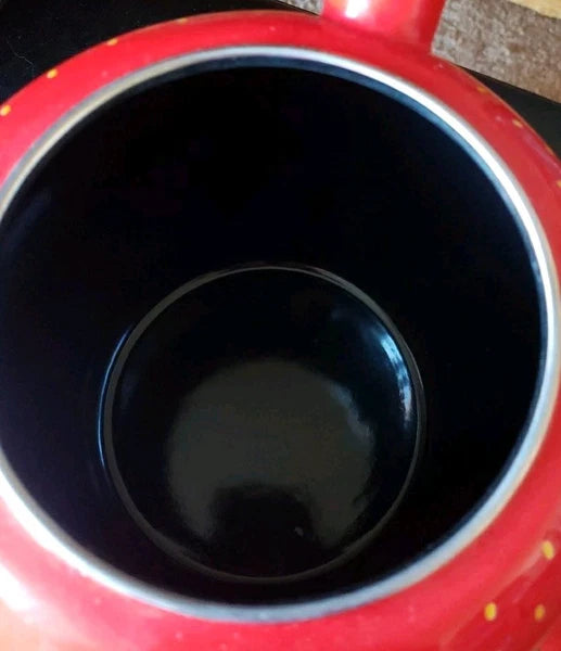 Vintage Copco Strawberry Shaped Enamel Metal Teapot Kettle Red No Spout Cap