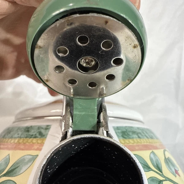 Pfaltzgraff French Quarter Tea Kettle Teapot Enamel on Steel Green