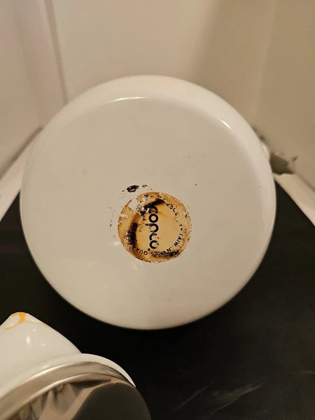 Vintage  Copco White Cat & Gray Mouse Enamelware 2 ½ QT Tea Kettle