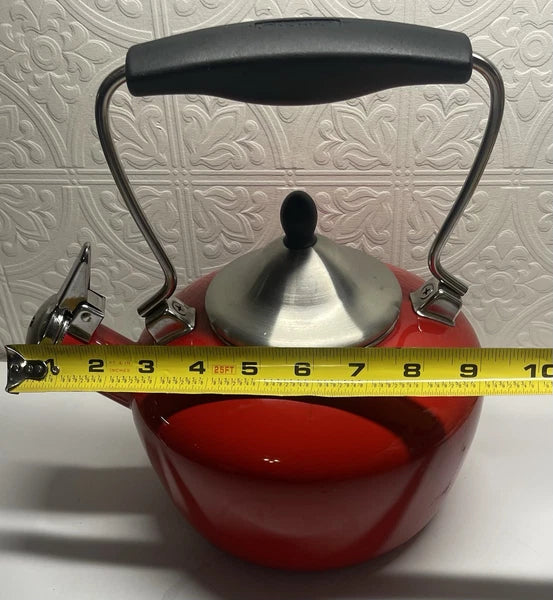 Vintage Chantal Classic Whistling Tea Kettle Teapot RED Enamel Black Handle