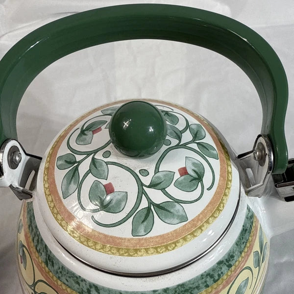 Pfaltzgraff French Quarter Tea Kettle Teapot Enamel on Steel Green