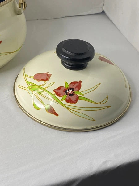 Gailstyn-Sutton Tea Pot Kettle Jardine Collection MCM Floral Enamel 1981 Japan