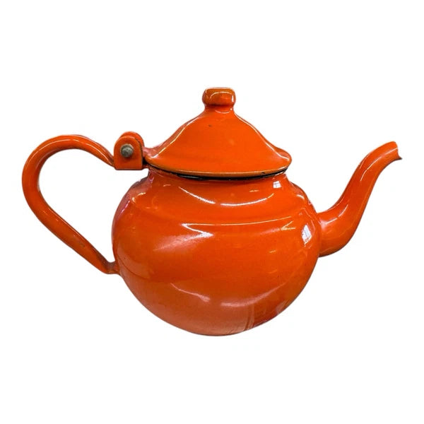 Fancy and Petite Orange with Black Rim Enamel Teapot/ Kettle