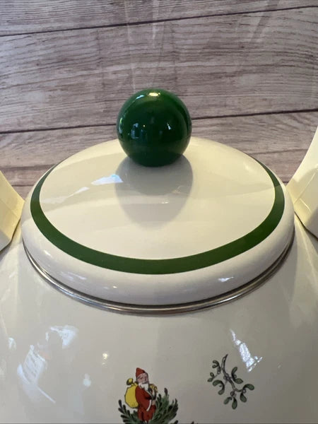 Spode Christmas Tree Whistling Tea Kettle Pot Porcelain Enamel on Steel 2.2 Qt