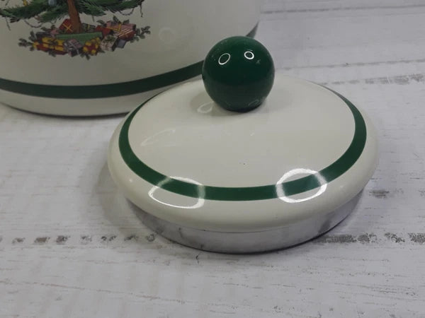 Spode Christmas Tree Whistling Tea Kettle Pot Porcelain Enamel on Steel