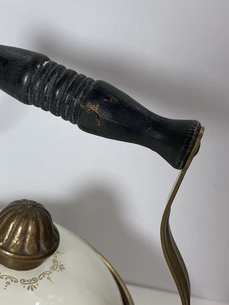 Vintage Fissler Asta Black & Gold Enamelware Teapot & Warmer West Germany Nice