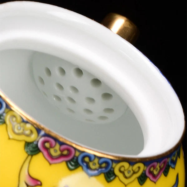 Tea Pot Mat Color Enamel Craft Floral Relief Handmade Master Pot Porcelain Pot