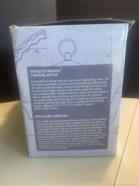 MKI Teapot Kettle Steam Driven Carousel World of Motion Kamenstein Enamel READ