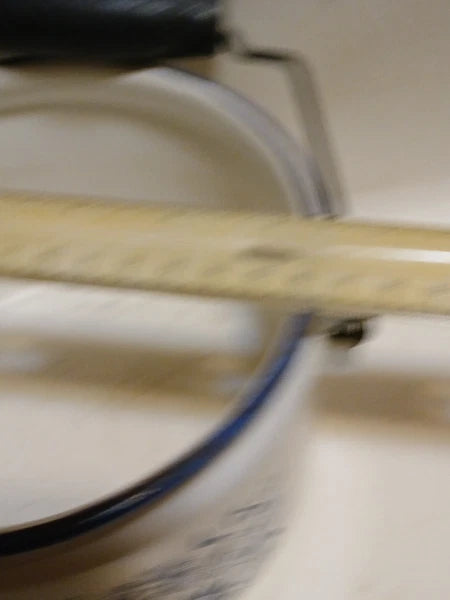 Vintage Blue Onion Danube Style Enamel Teapot Metal Bail Wood Handle 4.5"×8"