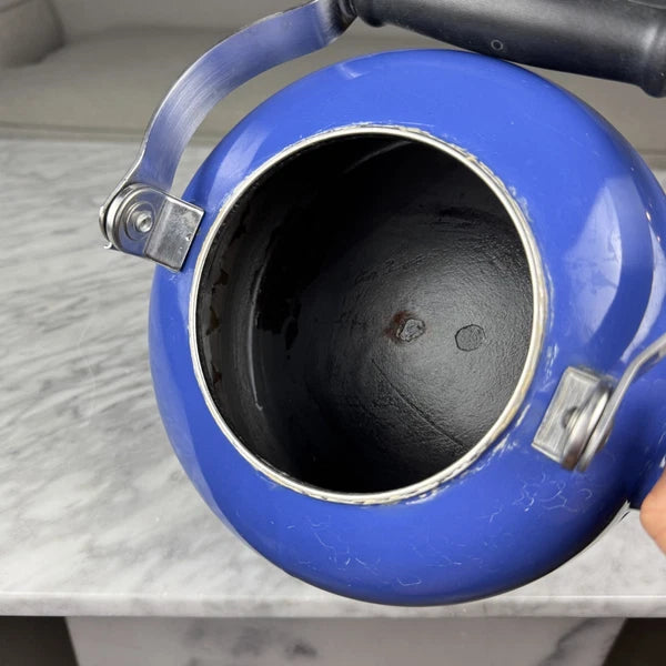 Vintage Le Creuset Whistling Tea Kettle Teapot Enamel Blue 1.7 Qt (1.6L)