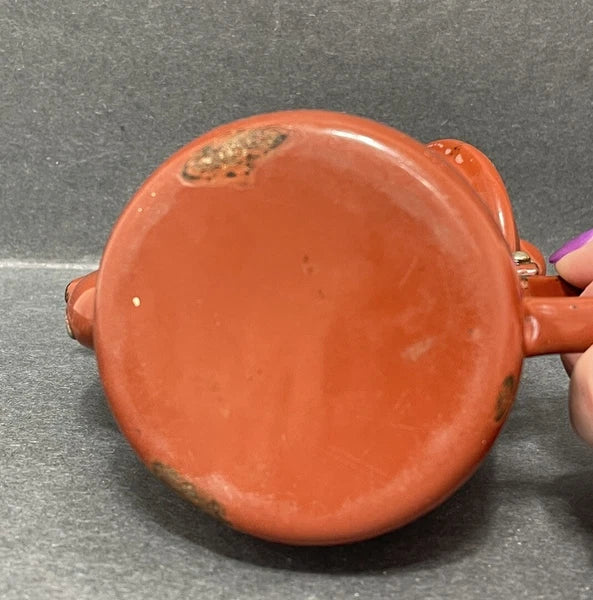 Small Antique Brown Enamelware Teapot Water Pot Some Rust Rustic Decor Only