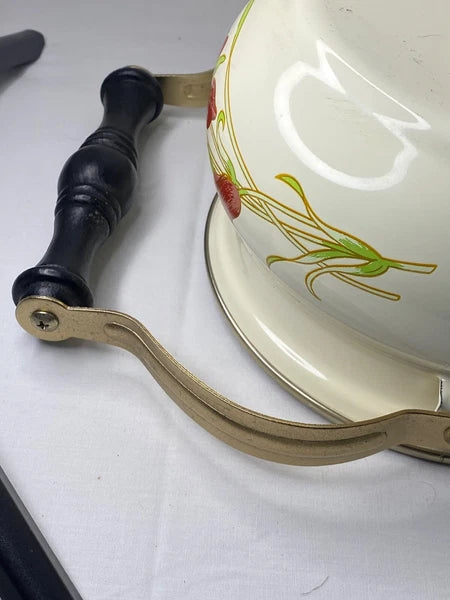 Gailstyn-Sutton Tea Pot Kettle Jardine Collection MCM Floral Enamel 1981 Japan