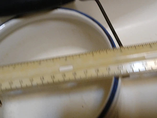 Vintage Blue Onion Danube Style Enamel Teapot Metal Bail Wood Handle 4.5"×8"