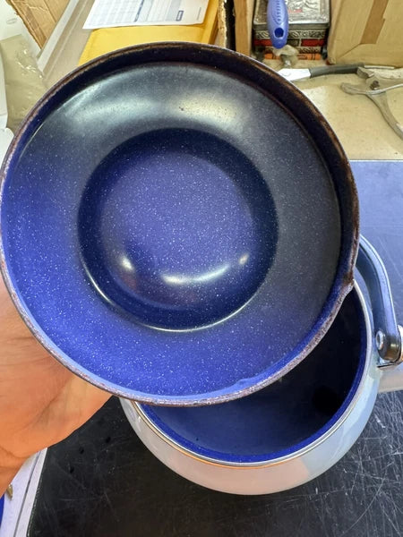 Siam Fuji Ware 2 Quart Tea Pot Kettle Light Blue Coffee Enamel