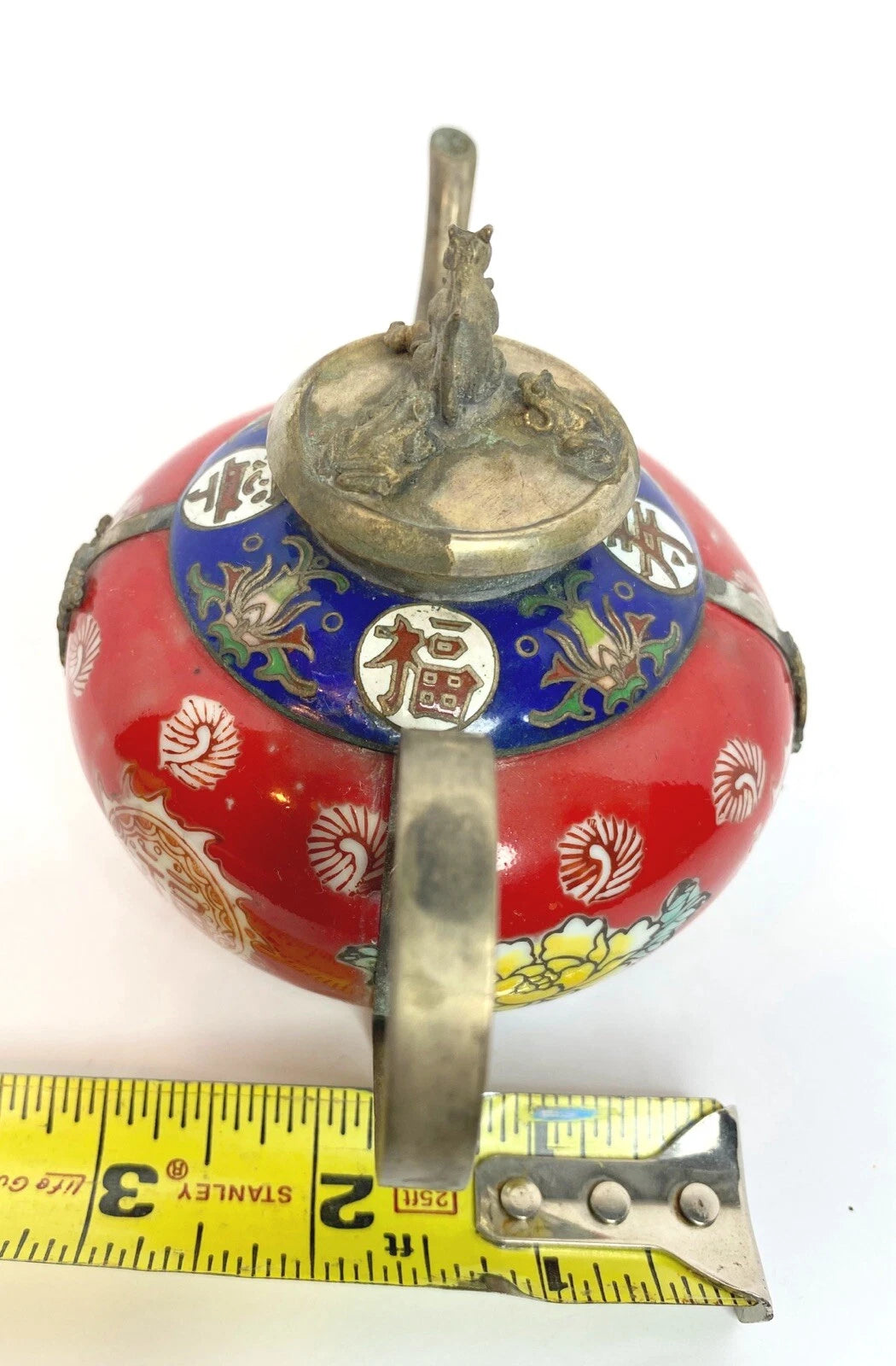 Antique Chinese Tibet-Silver Porcelain & Cloisonné Enamel Tea Pot hand painted | eBay
