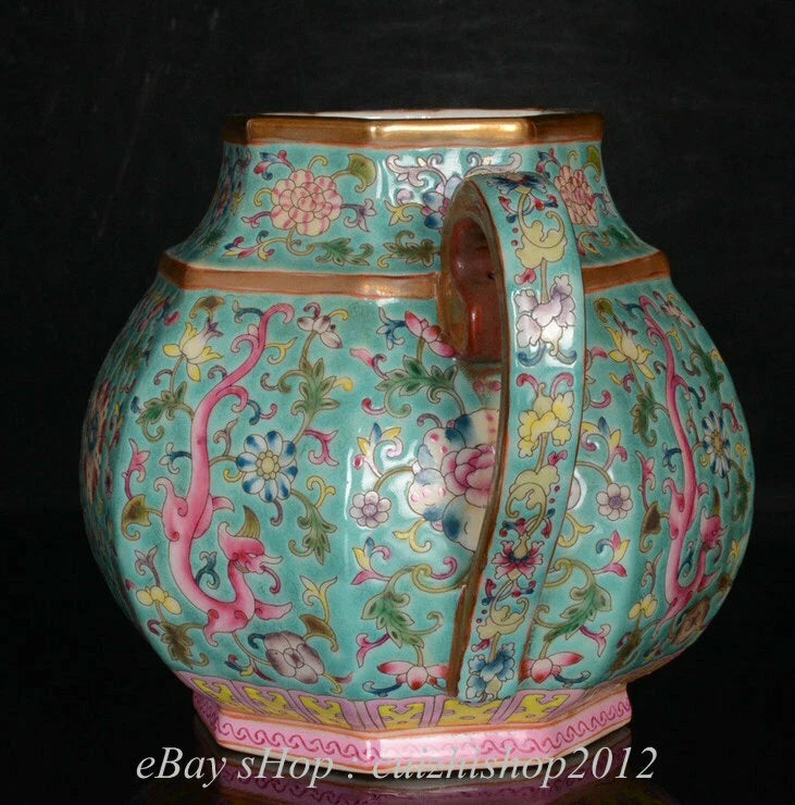 7" Yongzheng Marked Old China Colour Enamel Porcelain Palace Flower Teapot