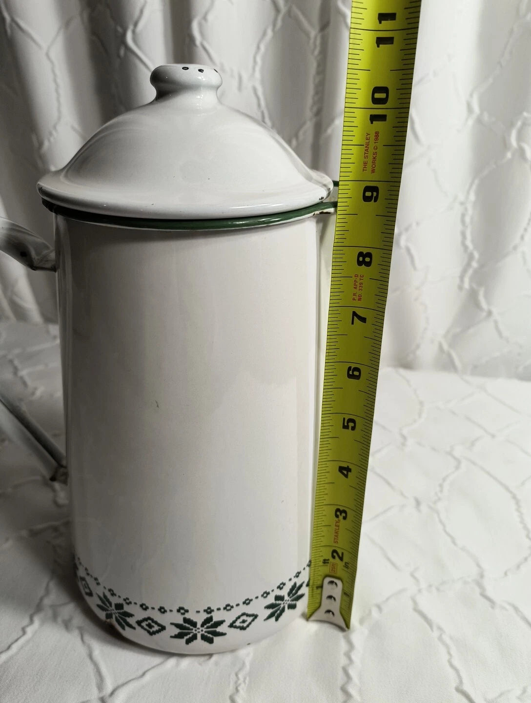 Vtg Ralph Lauren Enamel Coffee Tea Pot Tea Kettle Made In Japan Green White