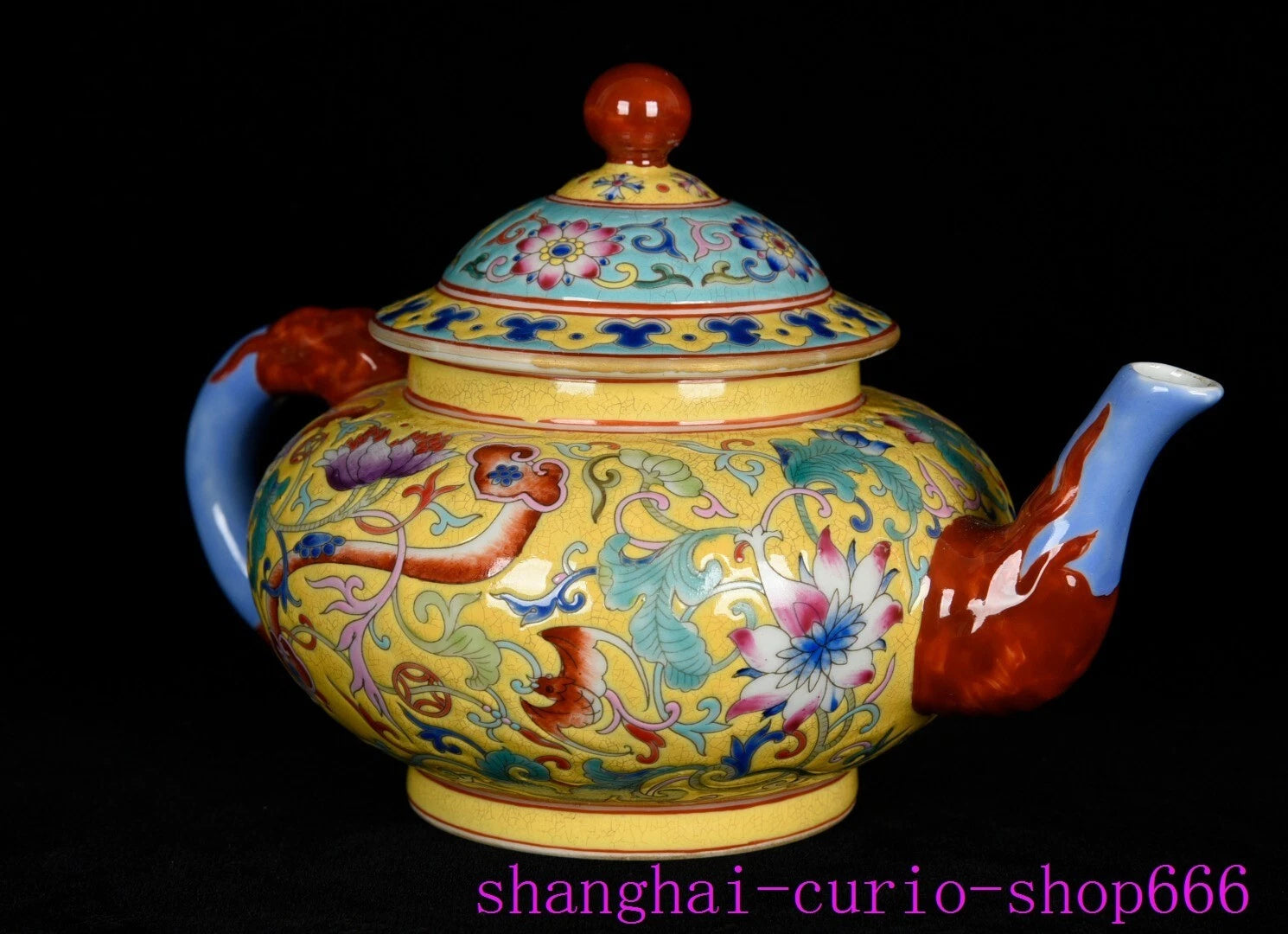 8"China Qing Dynasty Yongzheng enamel porcelain fushou ruyi grain Tea set Teapot | eBay
