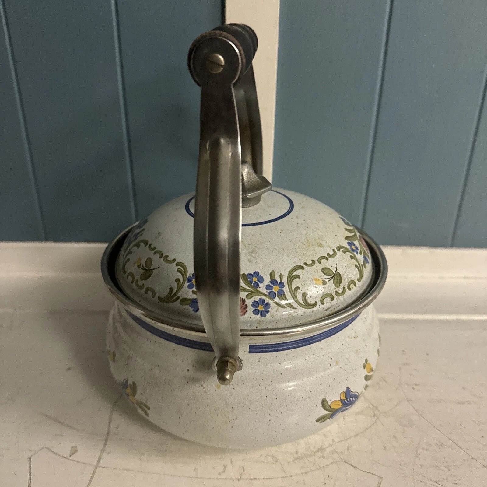 VTG ASTA Tea Kettle Tea Pot Enamel Ware Floral Pattern 9.5" Made in Germany | eBay