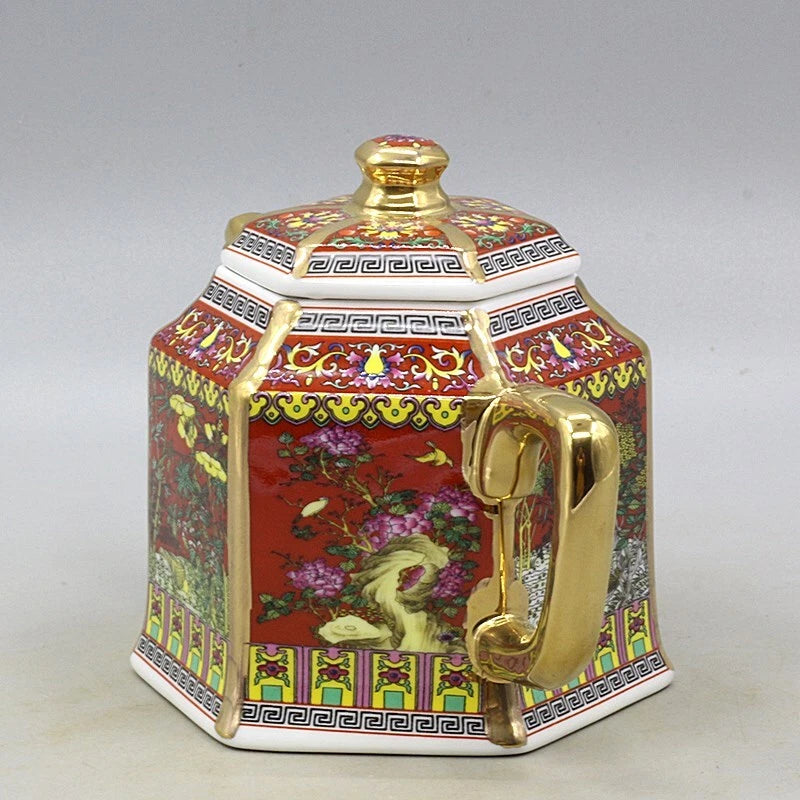 6.5" Chinese Qing Colour Enamels Porcelain Gild Flower Six Sides Teapot | eBay