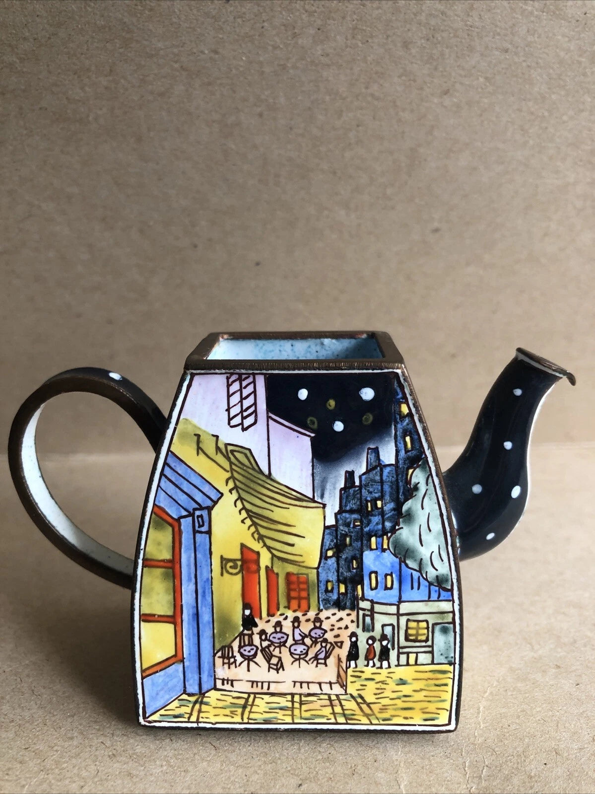 Miniature Enamel Teapot No. 1400 Vintage (3.5”) City Scape Scene No Lid | eBay