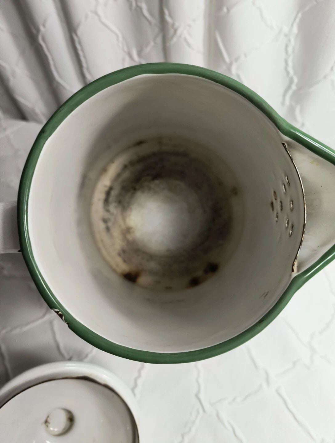 Vtg Ralph Lauren Enamel Coffee Tea Pot Tea Kettle Made In Japan Green White