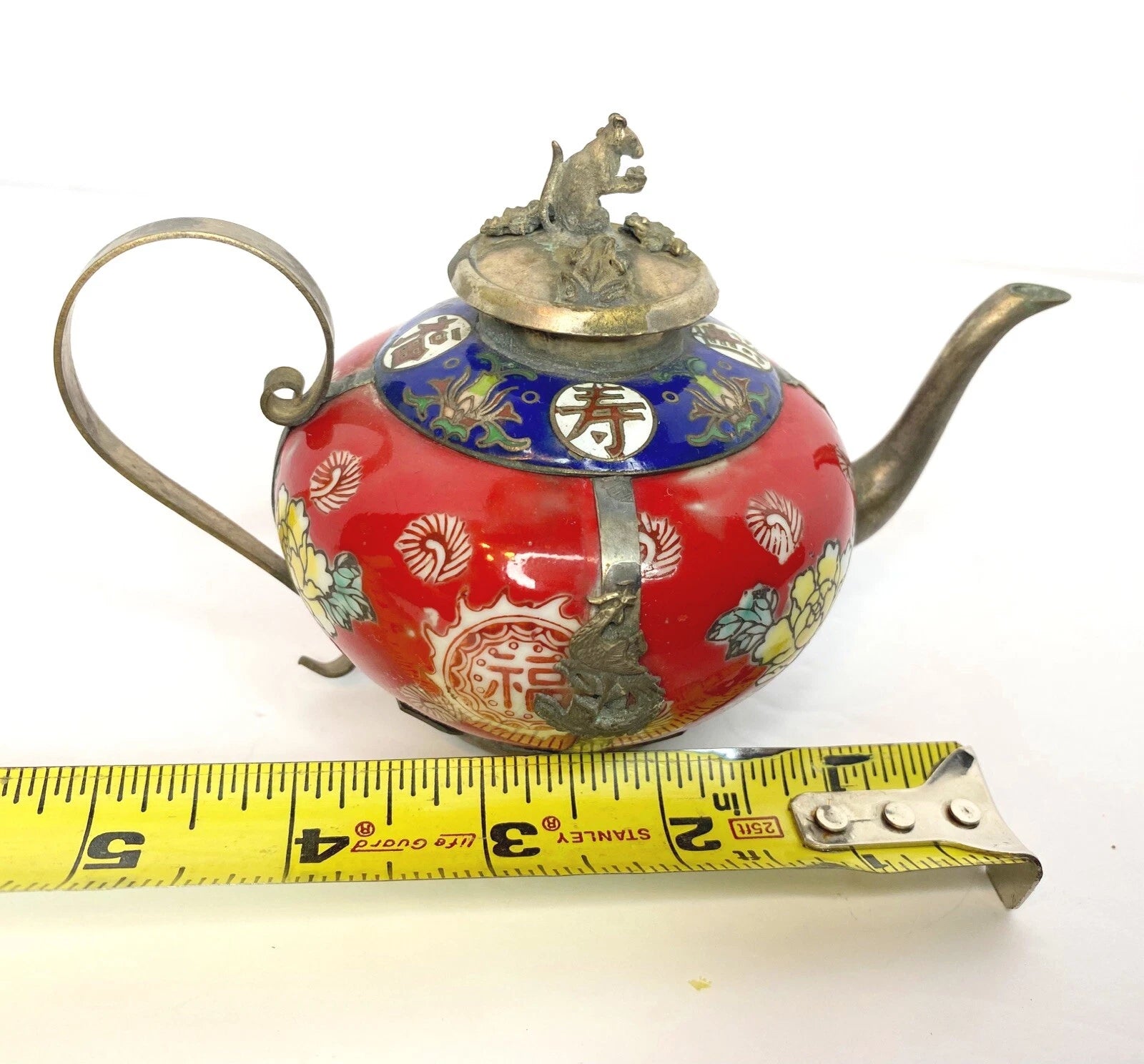 Antique Chinese Tibet-Silver Porcelain & Cloisonné Enamel Tea Pot hand painted | eBay