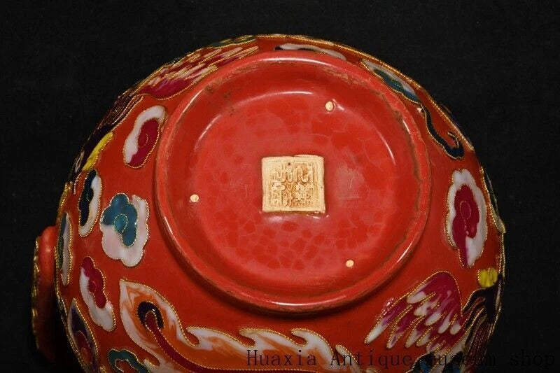 7.4"Song Dynasty ru kiln Red Glaze porcelain Cloisonne enamel Flagon Tea Pot | eBay